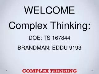 complex thinking